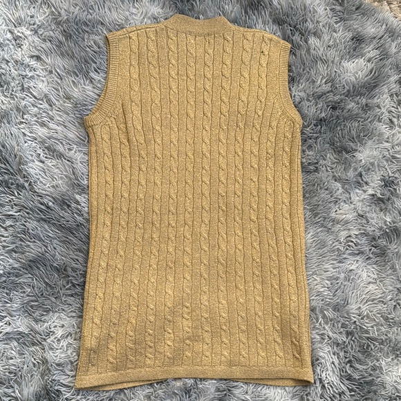 Leslie Fay Tan Cable Knit Cardigan with Ribbed Edging - Picture 6 of 6